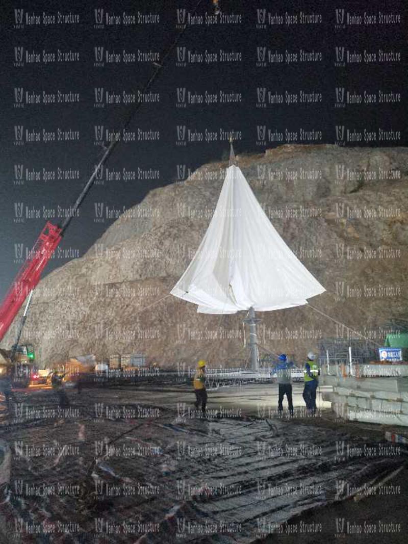 Nanjing Garden Expo Garden Dome-type Membrane Structure Shed Project Enters Membrane Installation Phase