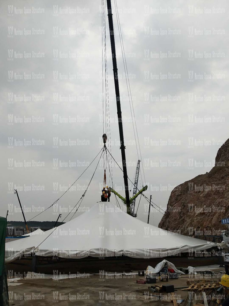 Construction of Nanjing Yuanbo Garden dome membrane structure shed project