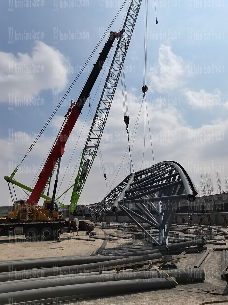 The steel structure construction of the steel frame membrane shed construction project of Inner Mongolia Energy Great Wall Coal Preparation Plant