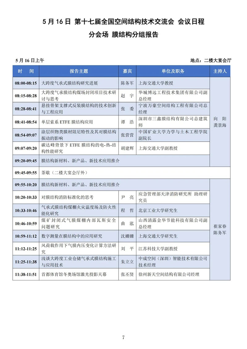 Guidelines for the Seventh Second Council Meeting and the Seventeenth National Space Structure Technology Exchange Conference