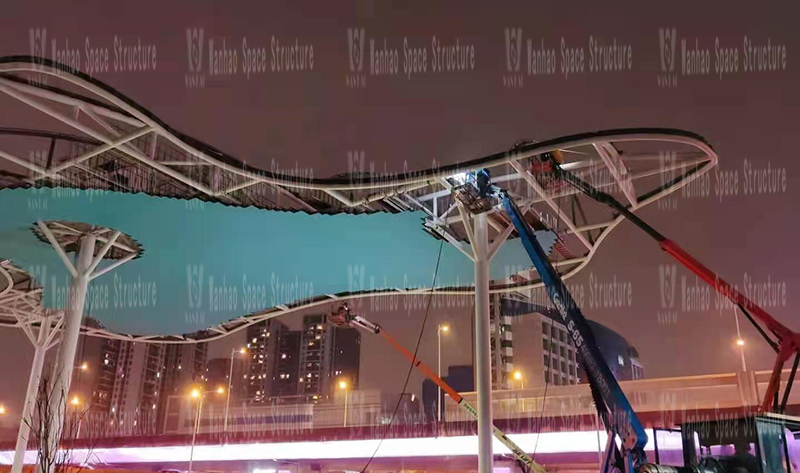 Changsha Guitang Sponge Demonstration Park Construction Project ETFE Membrane Structure Project Enters the Second Steel Structure Construction Stage