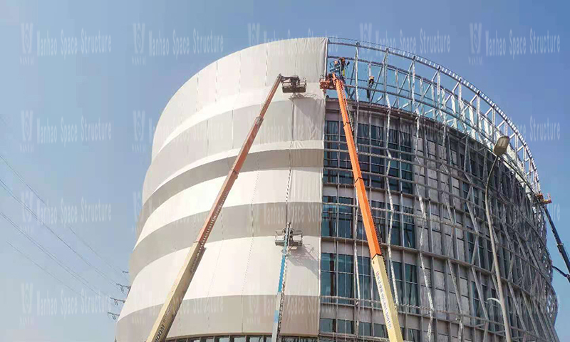 Shaoxing International Convention and Exhibition Center Phase I B District Conference Center PTFE facade grid membrane project membrane structure installation