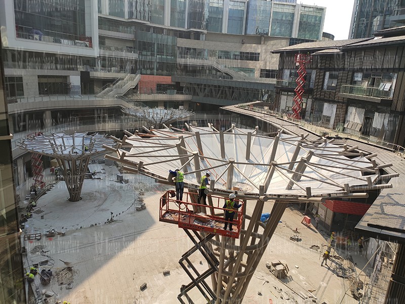 Umbrella-shaped ETFE membrane structure project in the 7