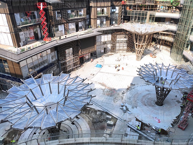 Umbrella-shaped ETFE membrane structure project in the 7