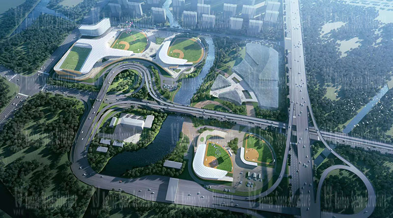The membrane structure project of the Hangzhou Asian Games baseball (soft) ball sports and cultural center is under construction