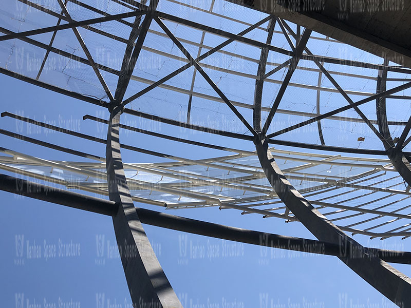 The steel membrane structure in the model area of the ETFE roof membrane structure project of Chongqing Longxing Football Stadium is completed