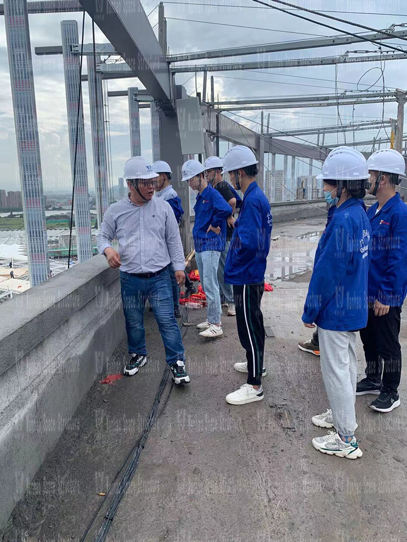 The employees of Marriott Space Structure went to the Hangzhou Asian Games baseball (soft) ball sports and cultural center membrane structure project to learn and exchange