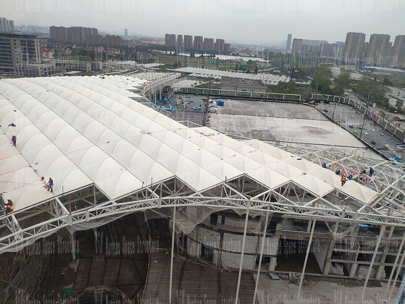 Membrane structure installation in Hangzhou Asian Games baseball (soft) ball sports and cultural center membrane structure project