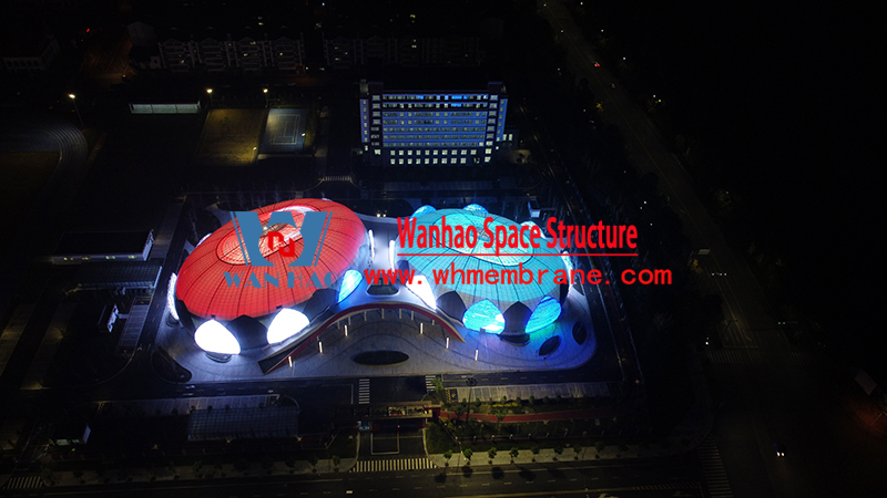 Night view of membrane structure project of Sichuan Pengshan Training Base (Phase I)