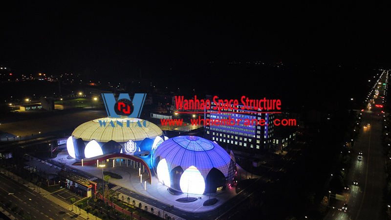 Night view of membrane structure project of Sichuan Pengshan Training Base (Phase I)