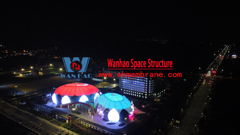 Night view of membrane structure project of Sichuan Pengshan Training Base (Phase I)