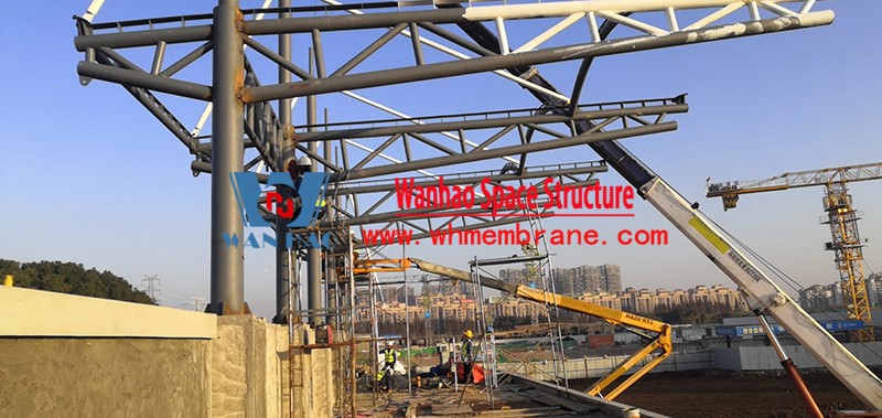 The steel structure of the membrane structure project of the new nine-year consistent school in Zhangjiagang City is coming to an end