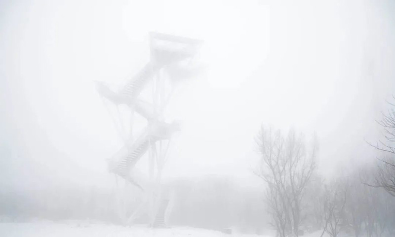 This watchtower is not a towering structure, but a spatial structure