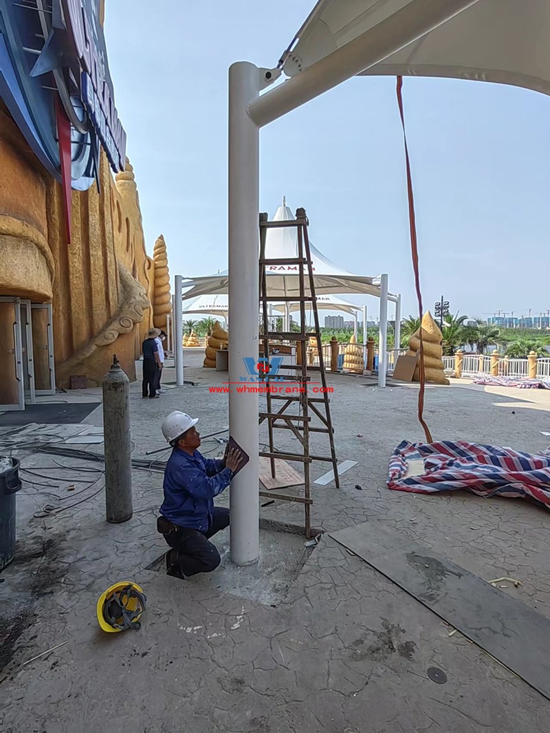 Shanghai Haichang Ocean Park Sand tower restaurant outdoor steel membrane structure completed