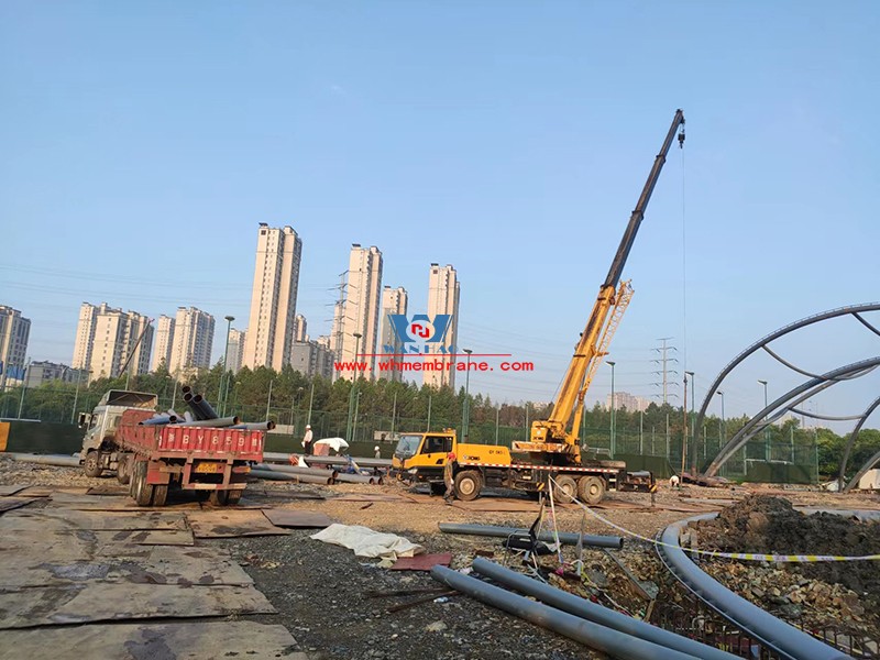 Ningbo University of Nottingham Outdoor sports ground reconstruction and expansion project membrane structure project under hot construction