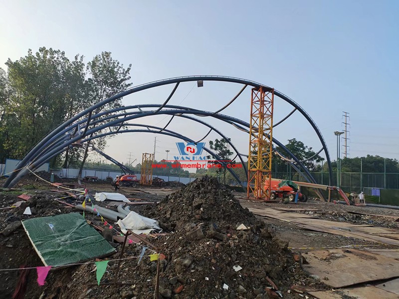 Ningbo University of Nottingham Outdoor sports ground reconstruction and expansion project membrane structure project under hot construction