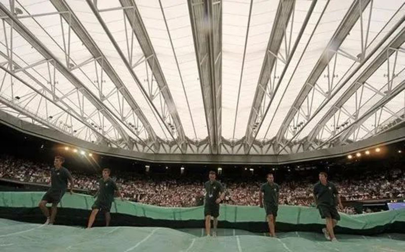 The membrane structure of Wimbledon opens and closes the roof