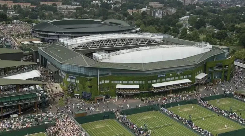 The membrane structure of Wimbledon opens and closes the roof