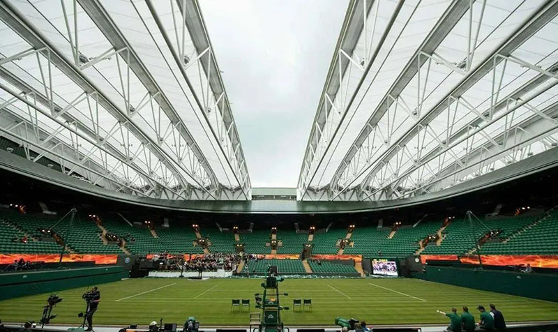 The membrane structure of Wimbledon opens and closes the roof