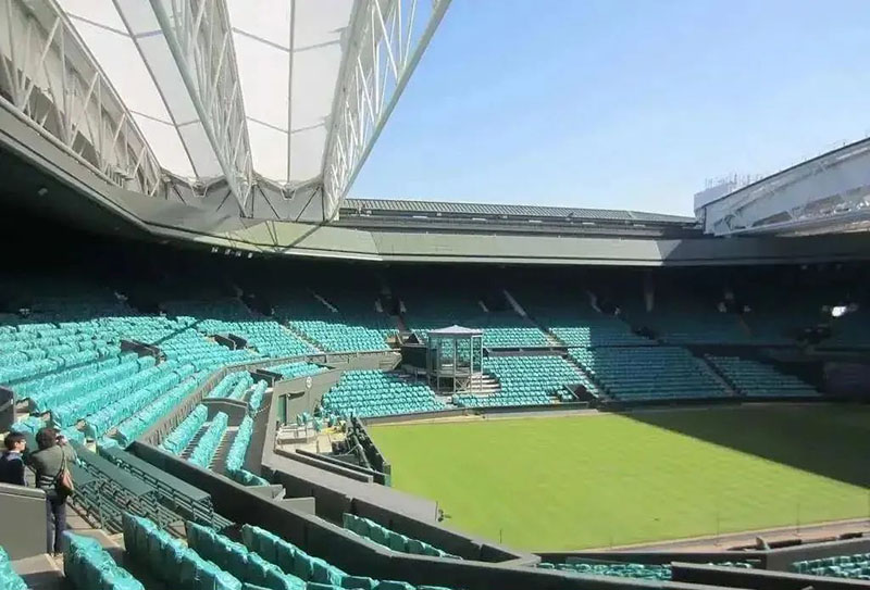 The membrane structure of Wimbledon opens and closes the roof