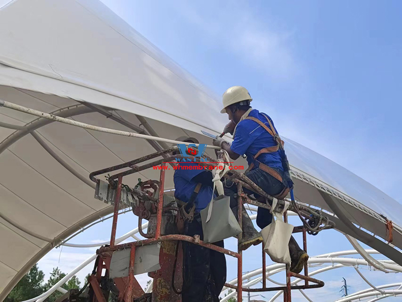 Ningbo University of Nottingham outdoor sports venue extension project membrane structure engineering membrane structure installation