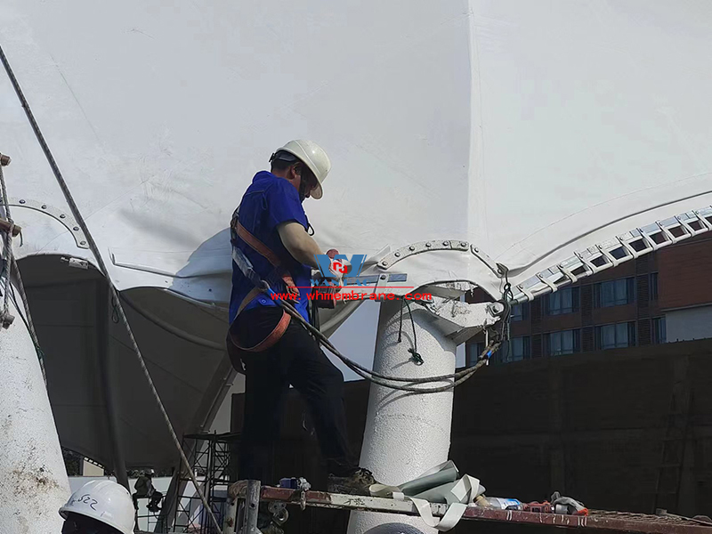 Ningbo University of Nottingham outdoor sports venue extension project membrane structure engineering membrane structure installation