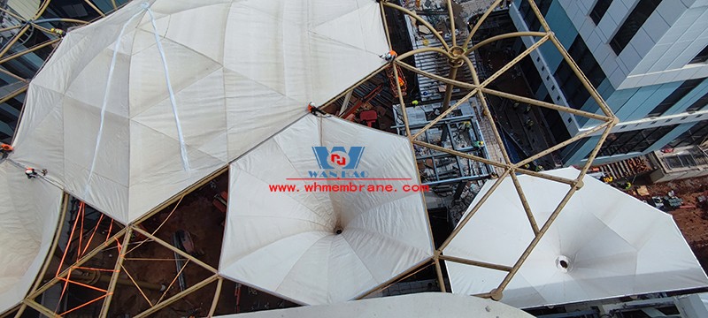 China ASEAN characteristic commodity convergence center membrane steel structure engineering membrane structure installation