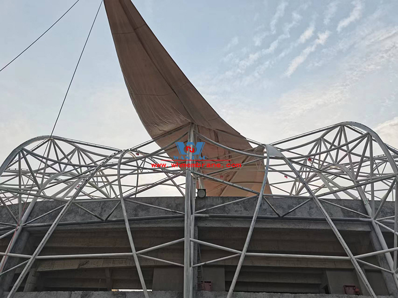 Longquan Stadium steel film structure engineering film structure installation