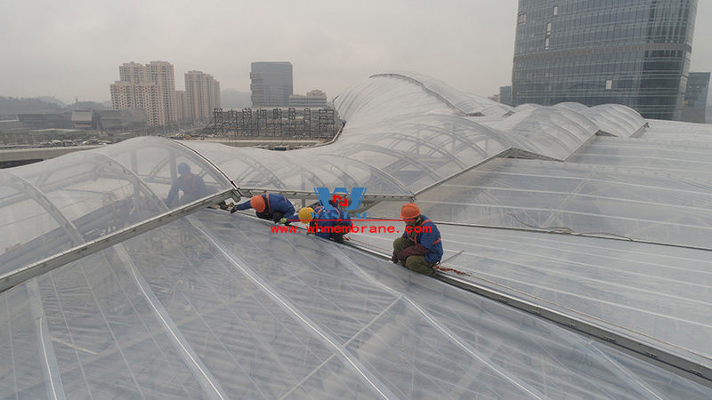 Zunyi Highspeed railway station transportation  ETFE roofing canopy light weight space steel frame tensile structure project