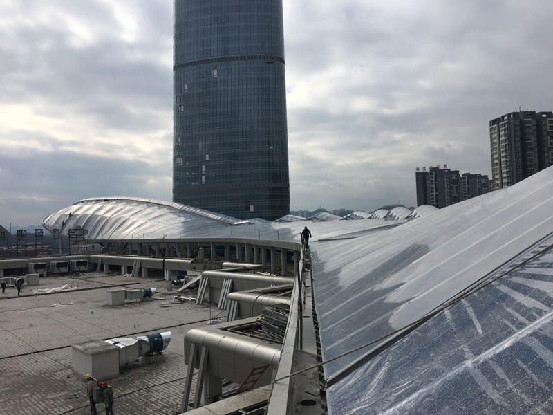 Zunyi Highspeed railway station transportation  ETFE roofing canopy light weight space steel frame tensile structure project