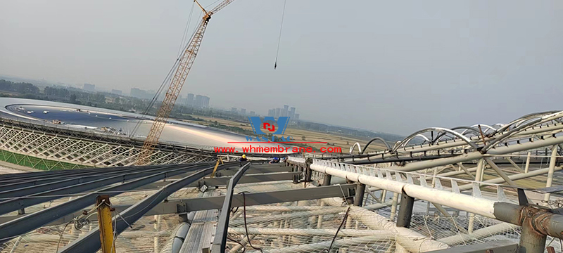 Xiangyang Olympic Sports Center membrane structure project steel structure is nearing the end, membrane structure installation began