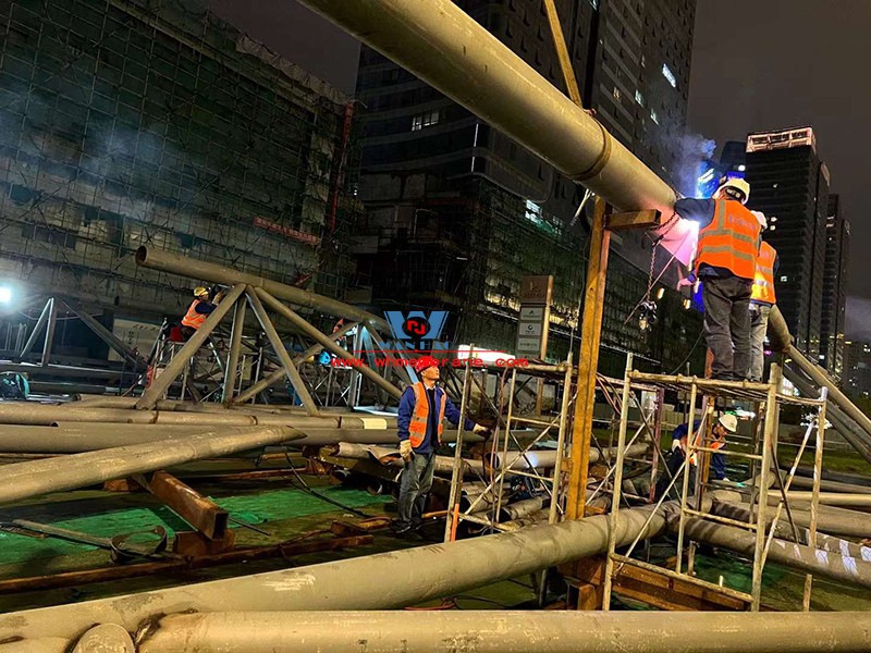 The construction of the steel film structure ETFE ROOFing CURTAIN PROJECT of the commercial (Wanda Plaza) renovation project of No. 6 plot of Mingyu Plaza began
