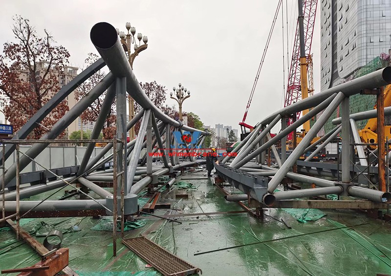 The construction of the steel film structure ETFE ROOFing CURTAIN PROJECT of the commercial (Wanda Plaza) renovation project of No. 6 plot of Mingyu Plaza began