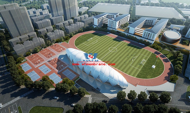 Longquan City Stadium steel film structure project completed