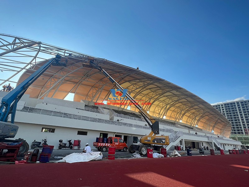 Longquan City Stadium steel film structure project completed