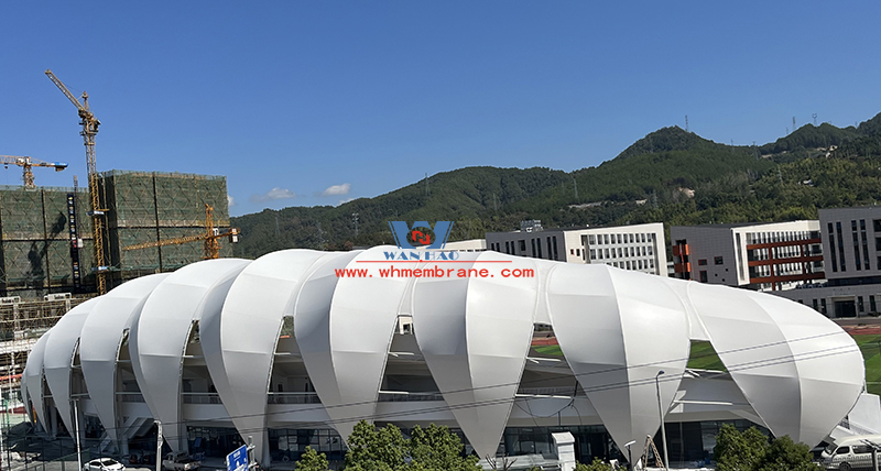 Longquan City Stadium steel film structure project completed