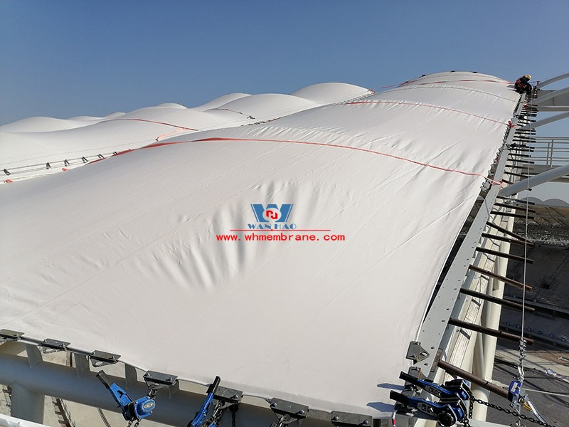 Xiangyang Olympic Sports Center membrane structure project is nearing the end