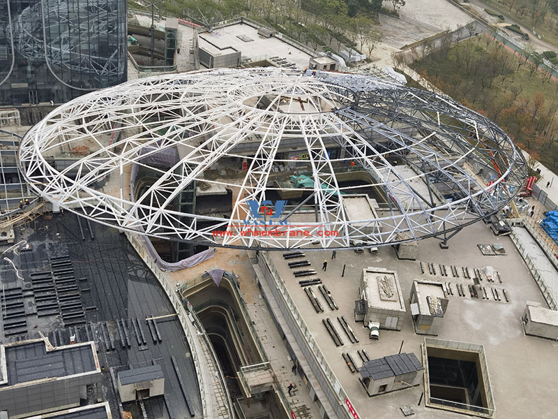 The steel membrane structure ETFE Canopy project of commercial (Wanda Plaza) renovation project of No.6 Mingyu Plaza is under hot construction
