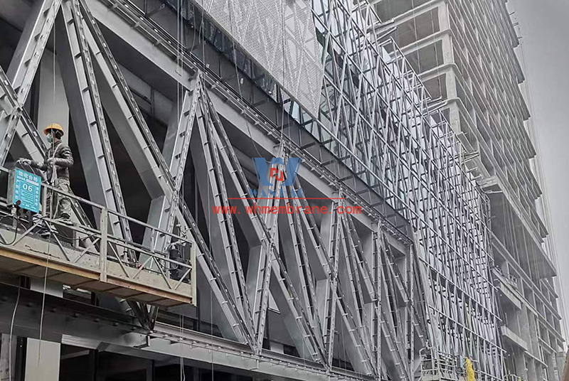 Site construction progress of Chengdu Zhongjian Jin source-sink membrane structure Engineering Project