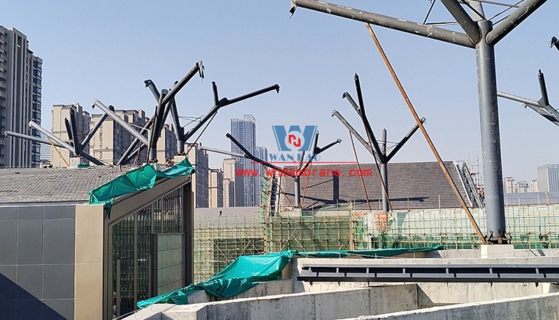 Construction progress of steel structure and ETFE air pillow membrane project of Tianjin Gate in Wenyi Tangtang, Hefei