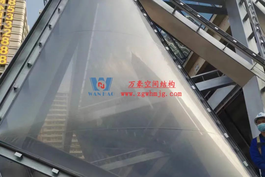 ETFE air cushion and PTFE mesh facade membrane structure project