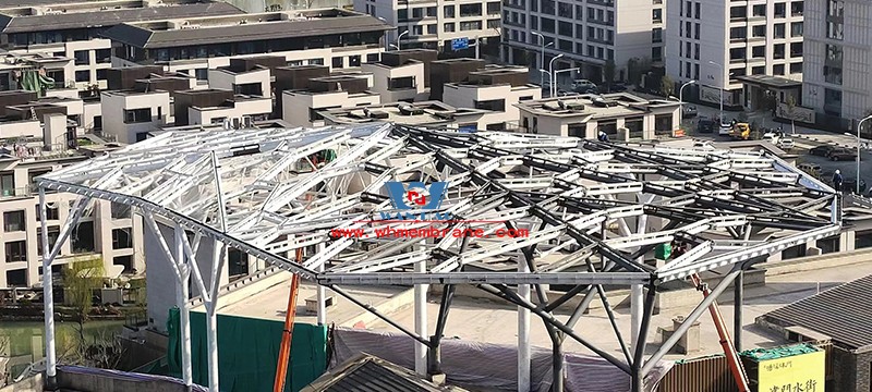 Wenyi Tangxi Jinmen canopy steel structure and ETFE membrane structure air pillow film project
