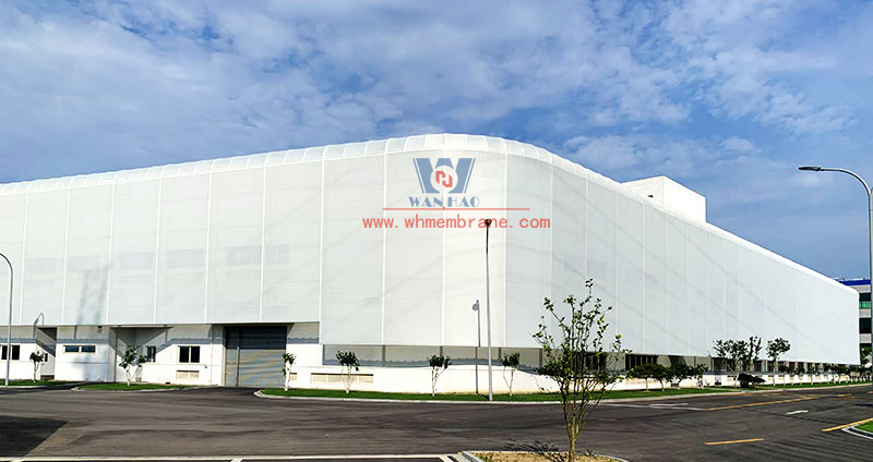 Advantages of high appearance horizontal fabric curtain wall membrane structure