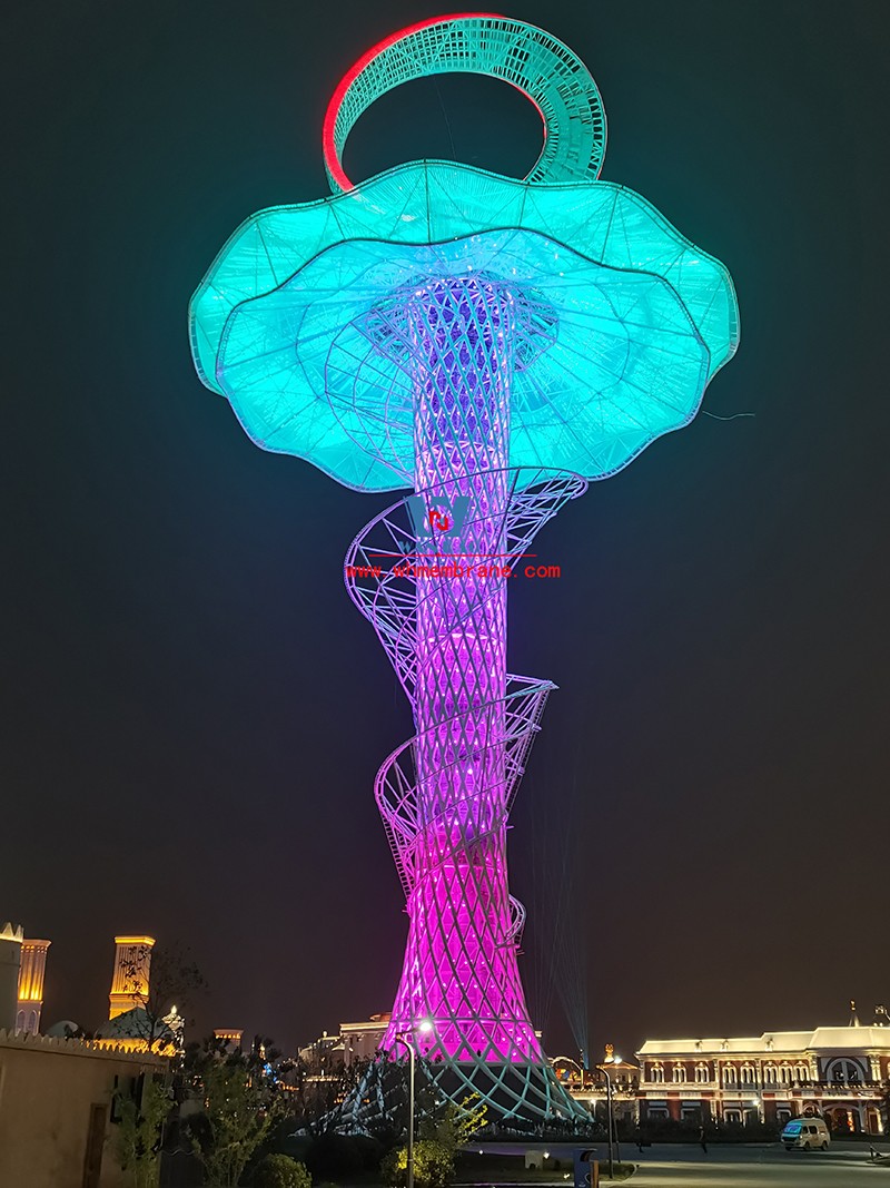 'I TOWER' 139.21M Silk Road Tower ETFE film with  cable steel and tensile structure project