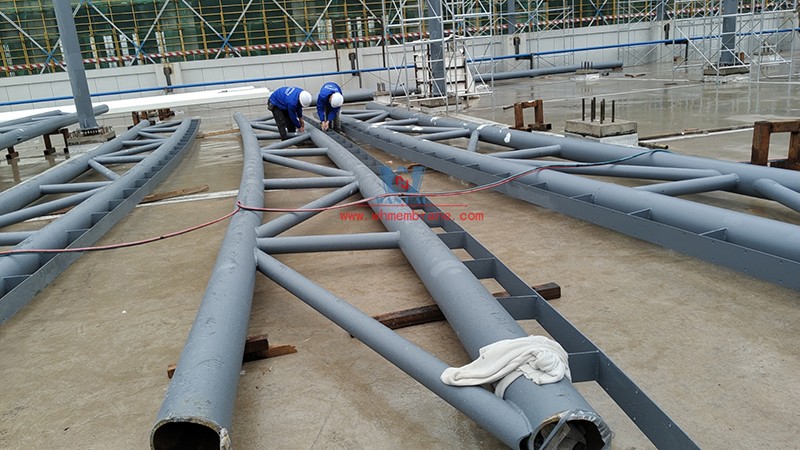 Zhejiang True Love Carpet Industry Technology Co., LTD. Workshop three roof membrane structure project completed good luck!