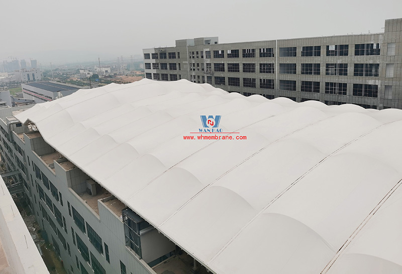 Zhejiang True Love Carpet Industry Technology Co., LTD. Workshop three roof membrane structure project completed good luck!