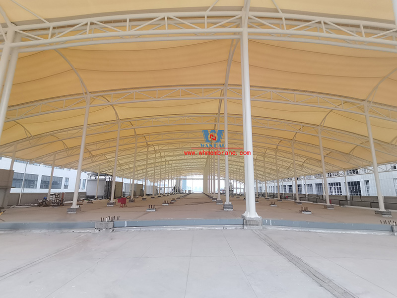 Zhejiang True Love Carpet Industry Technology Co., LTD. Workshop three roof membrane structure project completed good luck!