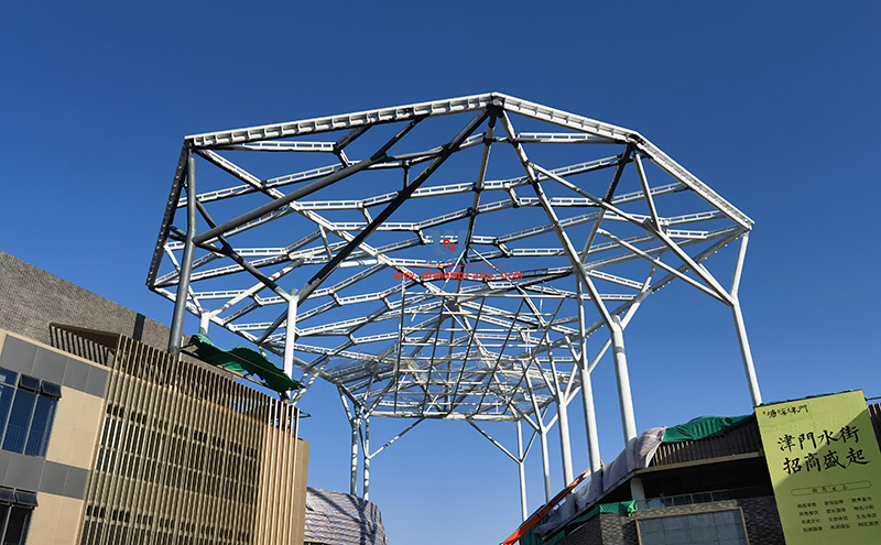 Hefei Wenyi Tangxijin Gate sky curtain steel structure and ETFE air pillow membrane project successfully completed