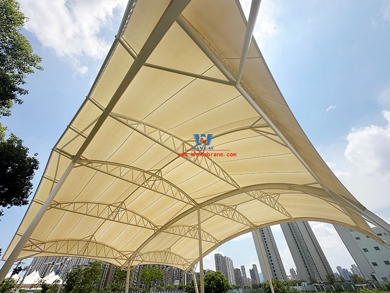 Wenzhou Huimin Road west green stadium steel film structure project completed