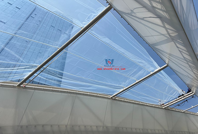 The latest construction progress of ETFE membrane structure ceiling project of Nanchong Wanda Project